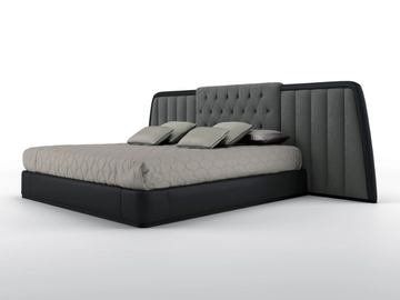 BERNINI WIDE - Nabuk king size bed with upholstered headboard by BRUNO ZAMPA - view 3